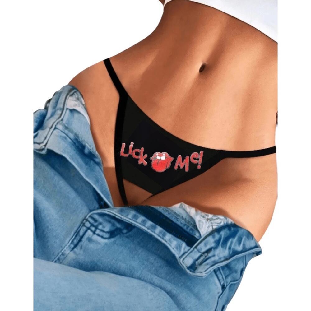 for the bed Lick me large Crotchless thong black sexy lingerie g string panties​